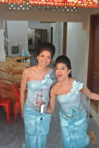 Linda and Laura- enjoying their 1st outfit of the day !