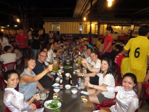 Joining in the chants with the locals